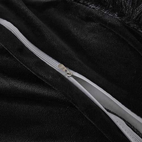 Faux Fur Velvet Fluffy Bedding Duvet Cover Set Down Comforter Quilt Cover with Pillow Shams, Ultra Soft Warm (Black, King) - color: Black, size: King