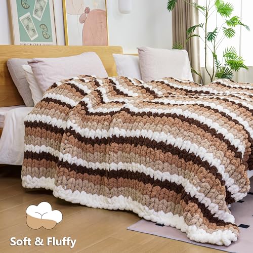 Cozyful Chunky Yarn for Hand Knitting - #10 Chunky Chenille Yarn, Jumbo Big Thick Chunky Yarns for Crocheting, Super Bulky Chunky Knit Blanket Yarns, 8 Skein (22yd, 8oz/Skein), Cream & Multi Coffee - color: Cream & Khaki & Light Coffee & Dark Coffee