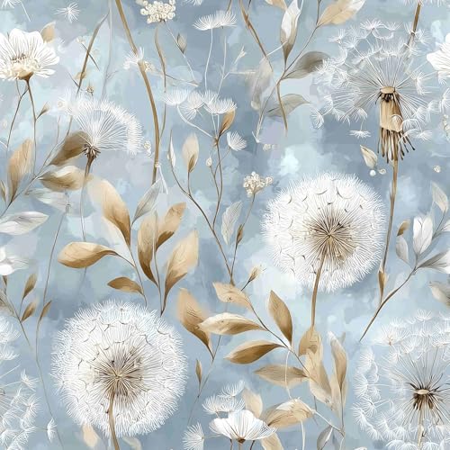 Watercolor Dandelion Delicate Beige Foliage Wildflower Motifs Peel and Stick Wallpaper Easy Peel Off Contact Paper Stick on Adhesive Wall Paper for Bathroom Waterproof Renter 17.71"x236.2" - color: LD-141b, size: 17.7" x 236"