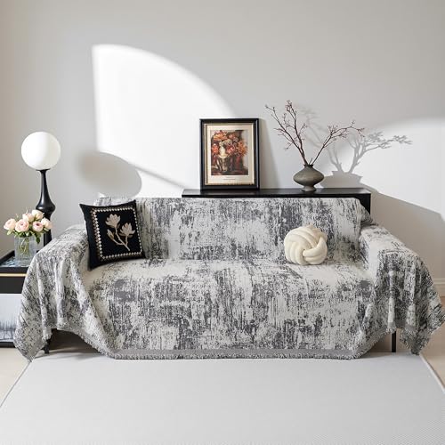 Boho Couch Cover for Dogs Washable Couch Sofa Protector for Love seat Sofa with Cats Friendly, Abstract Geometric Jacquard Sofa Covers Soft Modern Sofa Slipcovers, 71" X102", Deep Grey - color: U-deep Grey Abstract, size: 71"x 102"