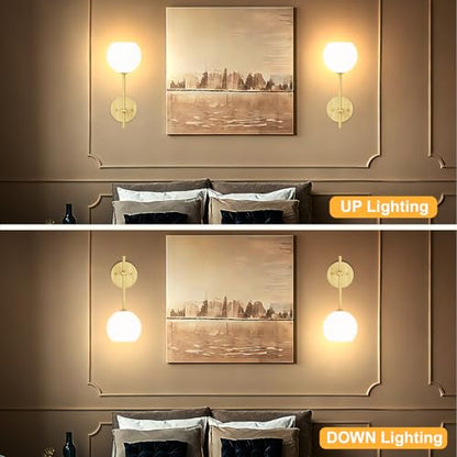 Wood Grain Battery Operated Wall Sconces Set of 2, Rechargeable Wireless Wall Lights with Milky White Frosted Glass, 12 RGB and 3CCT Dimmable Wall Lamps with Remote for Bedroom Living Room Hallway - color: Wood Grain