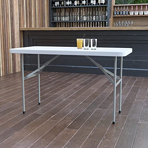 Flash Furniture 4-Foot Granite White Plastic Folding Table - color: Granite White, size: 4 feet