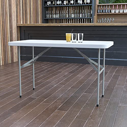 Flash Furniture 4-Foot Granite White Plastic Folding Table - color: Granite White, size: 4 feet