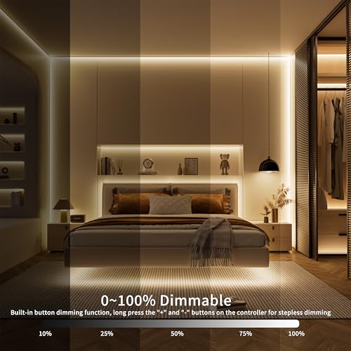 PAUTIX 5V USB CCT Tunable COB LED Strip Lights 6.56ft/2m,1280LEDs 1200lm 2700K-6500K Dimmable CRI85+ with RF Remote TV Backlight,Flexible Under Cabinet Tape Light for Bedroom,Kitchen,Home DIY Lighting - color: 2700K-6500K