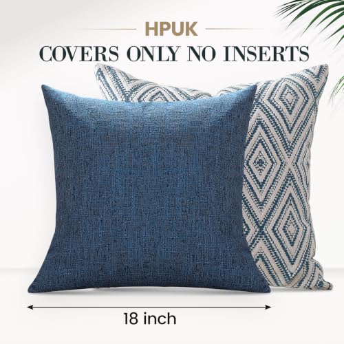 HPUK Throw Pillow Covers 18x18, Set of 4, Navy Blue Couch Pillow Covers | Polyester fabric, patterned and solid designs, hidden zippers, machine washable, for sofas and beds, inserts not included - color: Navy, size: 18" x 18" (Pack of 4)