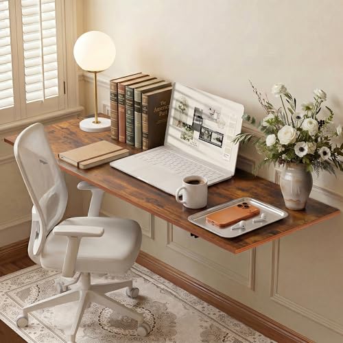 GOYLSER Wall Mounted Folding Table for Office, Rustic Brown Fold Down Desk Laundry Folding Table Wall Mounted for Laundry Room/Home Kitchen, Length 47" Width 20.5" - color: Rustic Brown, size: 47"x20.5"