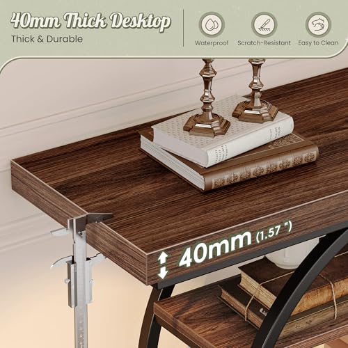 Huuger 41.3 Inch Entryway Table, Console Table with Shelves, Sofa Table | Modern Entrance Table, Console Tables for Entryway, Hallway, Entrance, Foyer, Living Room, O-Shaped Accent Table, Dark Walnut - color: Dark Walnut, size: 11.8"D x 41.3"W x 31.5"H