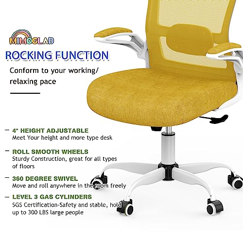 Mimoglad Ergonomic High Back Mesh Office Chair, Adjustable Lumbar Support, Thickened Seat Cushion (Modern, Jasmine) - color: Jasmine