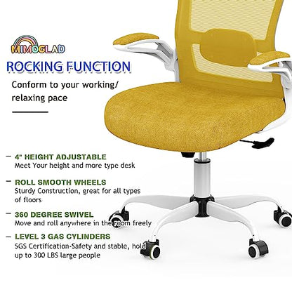 Mimoglad Ergonomic High Back Mesh Office Chair, Adjustable Lumbar Support, Thickened Seat Cushion (Modern, Jasmine) - color: Jasmine
