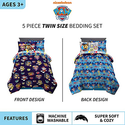 Franco Kids Bedding Super Soft Comforter and Sheet Set with Sham, 5 Piece Twin Size, Paw Patrol Movie - color: Paw Patrol Movie, size: Twin