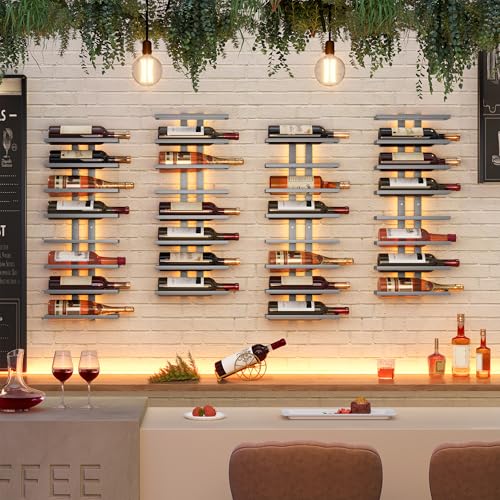 Hoctieon 8 Tier Wall Mount Wine Rack, Wall Racks for Wine Bottles Display and Storage, Hanging Bottle Organizer for Living Room, Kitchen, Wine Cellar, Bar, Grey - color: Grey, size: 1 Pack (8 Bottles)