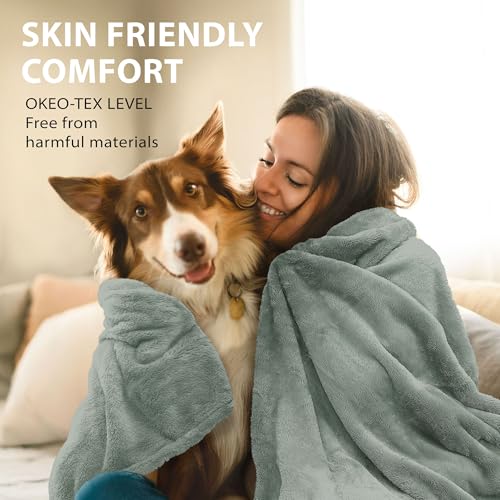 DEZ FURNISHINGS Ultra Soft Plush Fleece Throw Blanket, Double Sided Cozy Thick Warm Blanket for Sofa & Bed, Twin (66" x 90"), Sage Green - color: Sage Green, size: Twin (66" x 90")