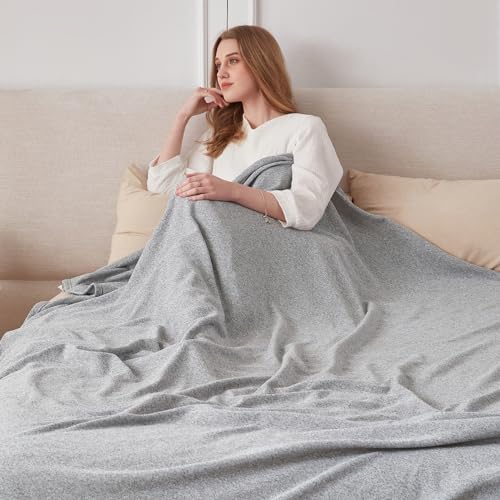COOVA Lightweight Knit Throw Blanket for Couch, Decorative Blanket, Soft and Cozy Throw for Sofa, Bed or Chair, Living Room (Light Grey, 60×80 inches) - color: Light Grey, size: 60"x80"