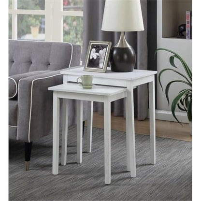 Pemberly Row Traditional Wood Nesting End Tables, 26.25" H x 22" W x 15.75" D, MDF/Particle Board/Birch Veneer, White Finish, Set of 2, Space-Saving Versatile Side Tables for Living Room or Bedroom