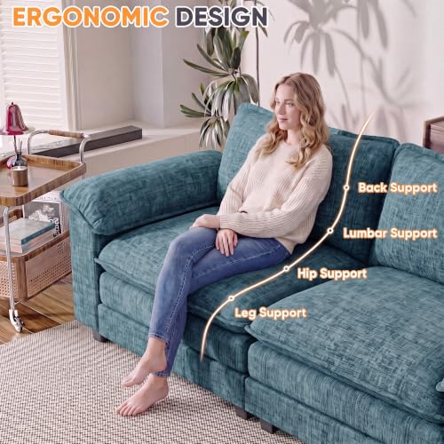 Homall 79.3" Loveseat Sofa, Cloud Sofa Couch, Deep Seat, Dark Blue | Comfy Chenille, Double Layer Cushion, Wide Armrest, High-Density Foam, Sturdy Frame, Easy Assembly, for Living Room - color: Dark Blue, size: Loveseat Sofa