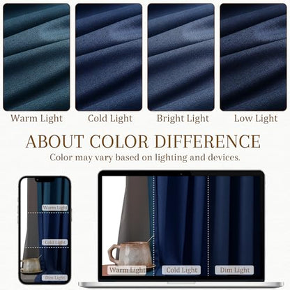 100% Blackout Kitchen Linen Curtains Back Tab 30 Inch Length Privacy Elegant Mini Cafe Curtain for Rustic Farmhouse Bathroom Thermal Insulated Kids Bedroom Small Drape Navy Blue 26x30 - color: Navy Blue, size: 26"W x 30"L (Pack of 2)