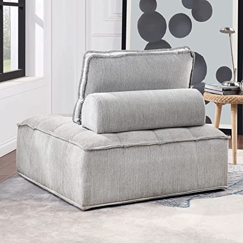KEVINSPACE 41.3" Modular Sectional Sofa Couch, Armless Floor Chair with Black Legs and Pillow, Fabric Convertible Sofa, Variable Sectional Sofa for Living Room, Free Combination Gray - color: 41.3" Gray