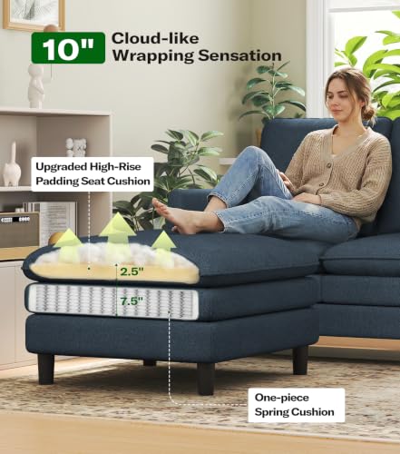 Welzona 3-Layers Cloud L Shaped Couch, 51" Teddy Sofa and Loveseat Set | Comfy Teddy Fabric, Washable Covers, Tool-Free Setup, All-wood Cloud Couches for Living Room, Bedroom, Small Space, Blue Grey - color: Blue Grey, size: cloud loveseat & ottoman