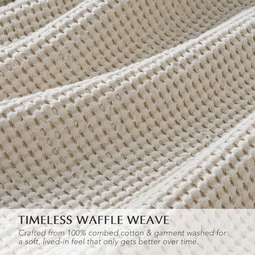 100% Cotton Waffle Coverlet Set, King Size, Birch | Soft Premium Waffle Weave Cotton Bed Blanket, Lightweight Oversized Bedspread, All Season 3-Piece Bedding Set with 2 Shams - color: Birch, size: King/Cal King (108" X 96")