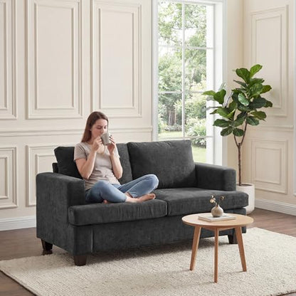 Apicizon 63" Cloud Sofa Loveseat Sofas, Comfy Loveseat Couch for Bedroom Living Room, Couch Sofa with Removable Cushions, Dark Grey Chenille - color: Dark Grey Chenille, size: Loveseat