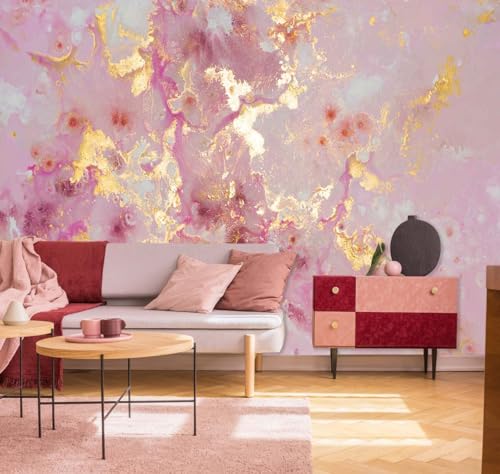 Jdayda Pink Marble Wallpaper Mural Abstract Gold Gilt Large Art | 106"x75" Not Self-Adhesive Wall Mural for Bedroom Livingroom - color: MURAL-0036, size: 106" x 75"