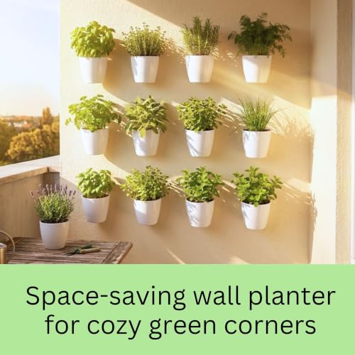LaLaGreen Self-Watering Wall Planters (4in, 10 Pack) White Indoor Plants | Wall Mount Planter Plant Holder, Modern Hydroponic Wall Pots Vertical Living Plant Garden Decor - size: 4" (10 cm)