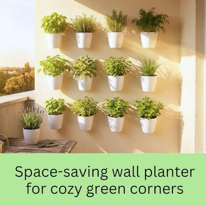 LaLaGreen Wall Planter for Indoor Plants (5in, 10 Pack) White Self-Watering | Wall Mounted Living Hanging Eco Wall Planter System, Trendy Live Wall Garden for Herb - size: 5" (12.5 cm)