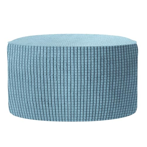 uxcell Ottomen Cover Round, Jacquard Ottomen Slipcover with Elastic Bottom Fit 60cm-73cm / 23.6"-28.7" Diameter, Stretchable Footrest Stool Covers for Furniture Protector, Dusty Blue - color: Dusty Blue, size: 60cm-73cm/23.6"-28.7"