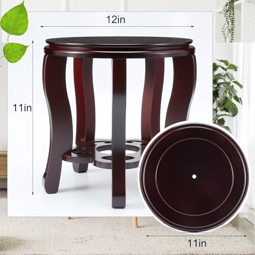 Colingmill 11 Inch Wooden Oriental Plant Stand Chinese Vase Pot Display Stand Round Asian Style Wood Tall Planter Display Fishbowl Fish Tank Traditional Base for Home Indoor Outdoor Decoration
