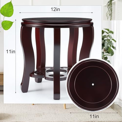 Colingmill 11 Inch Wooden Oriental Plant Stand Chinese Vase Pot Display Stand Round Asian Style Wood Tall Planter Display Fishbowl Fish Tank Traditional Base for Home Indoor Outdoor Decoration