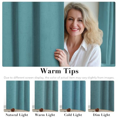 H.VERSAILTEX Linen Blackout Curtains 84 Inches Long 100% Absolutely Blackout Thermal Insulated Textured Linen Look Curtain Draperies Anti-Rust Grommet, Energy Saving with White Liner, 2 Panels, Teal - color: Teal, size: 52"W x 84"L (Pack of 2)