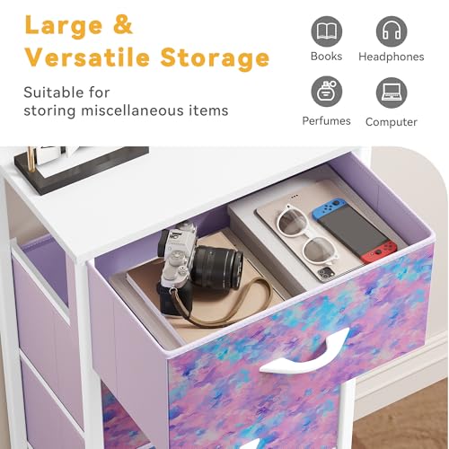 DWVO Dresser with 4 Drawers, Purple | Storage Tower Unit, Kids Dresser for Bedroom, Living Room, Closets, Sturdy Steel Frame, Wooden Top & Easy Pull Fabric Bins - color: Purple, style: 4-Drawer