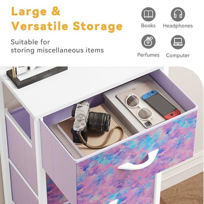 DWVO Dresser with 4 Drawers, Purple | Storage Tower Unit, Kids Dresser for Bedroom, Living Room, Closets, Sturdy Steel Frame, Wooden Top & Easy Pull Fabric Bins - color: Purple, style: 4-Drawer