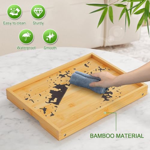 Youpehom Bamboo Bed Tray Tables with Folding Legs, Handles, 6-Pack | Set of 6 bamboo bed trays with folding legs and carry handles for meals, laptops, reading and everyday serving. - color: Bamboo