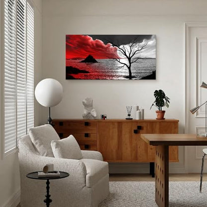 B0362 The Cloud Tree 1 Panels Modern Giclee Canvas Prints Artwork Abstract Seascape Paintings Reproduction Sea Beach Pictures Printed on Canvas Wall Art for Home Decorations Wall Decor - size: 48"L x 24"W