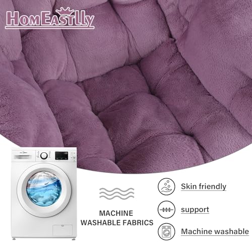 Lazy Chair with Ottoman, Plush Reading Chair with Pillow，Purple | Removable machine-washable cover; includes an extra throw pillow; cozy accent chair for living room, bedroom, dorm or office - color: Plush Purple-1