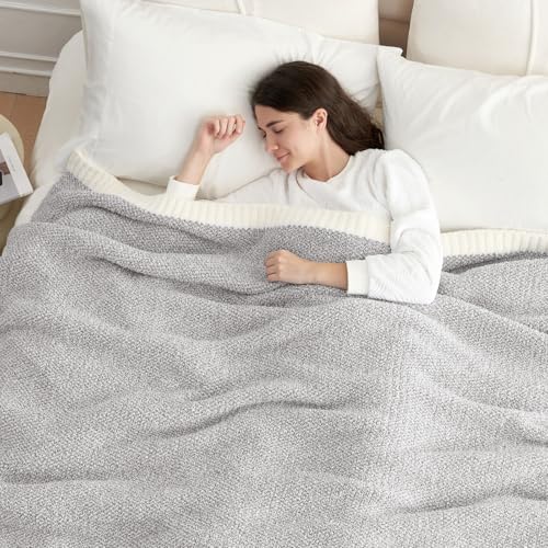 Snuggle Sac Oversized Grey Throw Blankets Twin Size,Super Soft Warm Blankets Cozy Knit Fuzzy Throw Blankets for Sofa, Bed, Heather Grey, 60x80 inches - color: Heather Grey, size: Twin (60"x80")