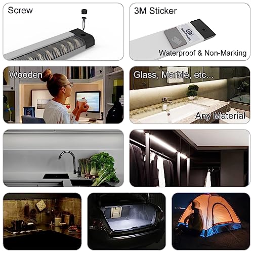 EBD Under Cabinet Lighting Plug in 4 Pcs 12 Inch, Dimmable No Messy Wires Built-in Adjustable Cable LED Light Bar 6500K 1800LM for Kitchen Home Office, Memory for Smart Plug, 1 Pcs Extension Cables - size: 4-Pack 1 Cable