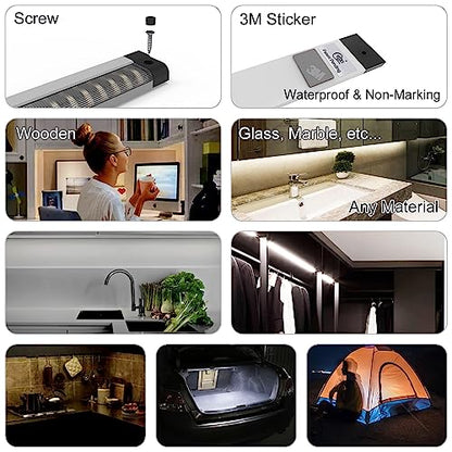 EBD Under Cabinet Lighting Plug in 4 Pcs 12 Inch, Dimmable No Messy Wires Built-in Adjustable Cable LED Light Bar 6500K 1800LM for Kitchen Home Office, Memory for Smart Plug, 1 Pcs Extension Cables - size: 4-Pack 1 Cable