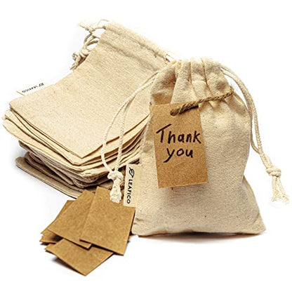 Reusable Cotton Bags - X-Small 3x4 25 Pack - Cloth Gift Bags with Drawstrings for Jewelry, Home Supplies, Makeup,DIY, Wedding, Party Favors - Muslin Fabric Pouches - size: X-Small 3x4" (25pack)