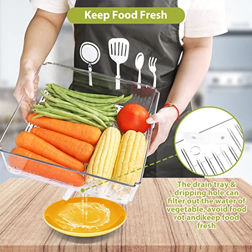 10 Pack Refrigerator Pantry Organizer Bins with Lids, Fridge Organizer Bins | BPA-Free Stackable Clear Plastic Food Storage Bins for Kitchen,Countertops,Cabinets,Fridge,Drinks,Fruits,Vegetables - size: 10-PACK