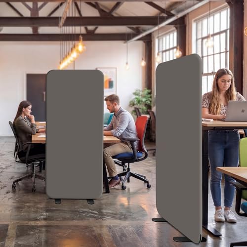 DECOLAB Standing Room Divider, Portable Separation Panel for 29"x65", Rock | Privacy Partition. For Home, Studio, Classroom, Resraurant, Office. Scratch Resistance. Breathable Fabric. - color: Rock