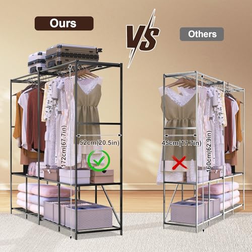 Umeiga Heavy Duty Portable Closet with Cover 1200Ibs Foldable Covered Clothes Rack for Hanging Armoire Wardrobe Closet System Freestanding Coat Storage Garment Racks (168cm/66in Gray) - size: 66" Wide