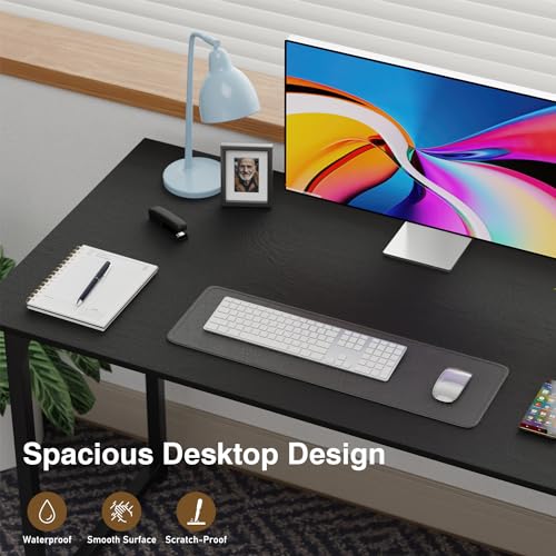 FDW 47 inches Computer Desk/Home Office Desk/Writing Study Table/Modern Simple Style PC Desk with Metal Frame,Black - color: Black, size: 47 Inches