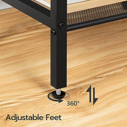 HOOBRO Tall Side Table, Industrial End Telephone Table with Adjustable Mesh Shelves, Small Tall Nightstand for Living Room, Bedroom, Entryway, Office, Black BB03DH01 - color: Black