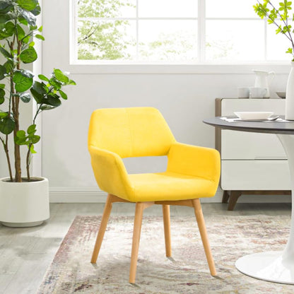 Desk Chair No Wheels Vanity Chair Comfy Accent Chair for Living Dining Room Bedroom Home Office Mid Century Modern Upholstered Armchair(Yellow, 1) - color: Yellow