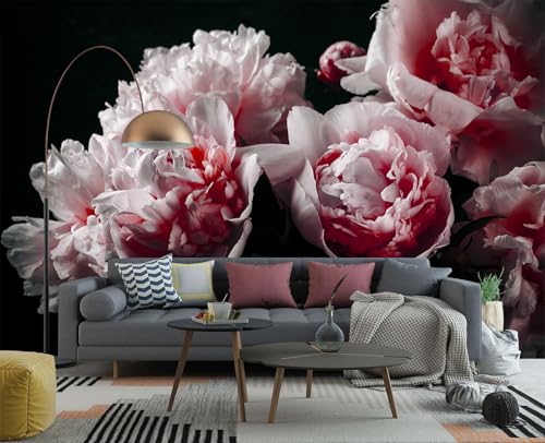 YIHWM-Peel and Stick Pink Flowers Wallpaper Dark Peony Floral Wall Mural | Tear-resistant,with a substantial feel;Will not be damaged during repositioning.Bathroom,Bedroom wallpaper.S-80"x58" - color: Yh10, size: 80"x58"