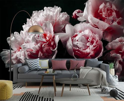 YIHWM-Peel and Stick Pink Flowers Wallpaper Dark Peony Floral Wall Mural | Tear-resistant,with a substantial feel;Will not be damaged during repositioning.Bathroom,Bedroom wallpaper.S-80"x58" - color: Yh10, size: 80"x58"