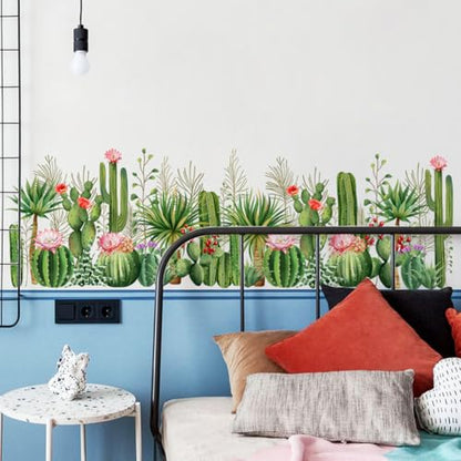 2 Pieces Cactus Wall Decals Vinyl Cacti Wall Stickers Removable Cactus Art Murals Peel and Stick Cacti Decor for Girls Bedroom Living Room Nursery - style: Cactus