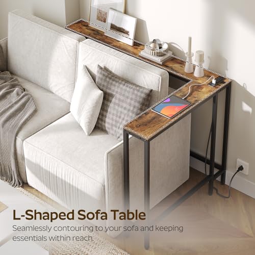 Narrow Console Table with Outlets, Skinny Behind Couch Table, Narrow Long Sofa Table for Living Room, Hallway, Entryway